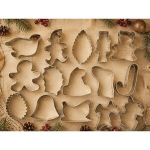 Lot of 15 Vintage Traditional Tin Cookie Cutters Lot Various Shapes